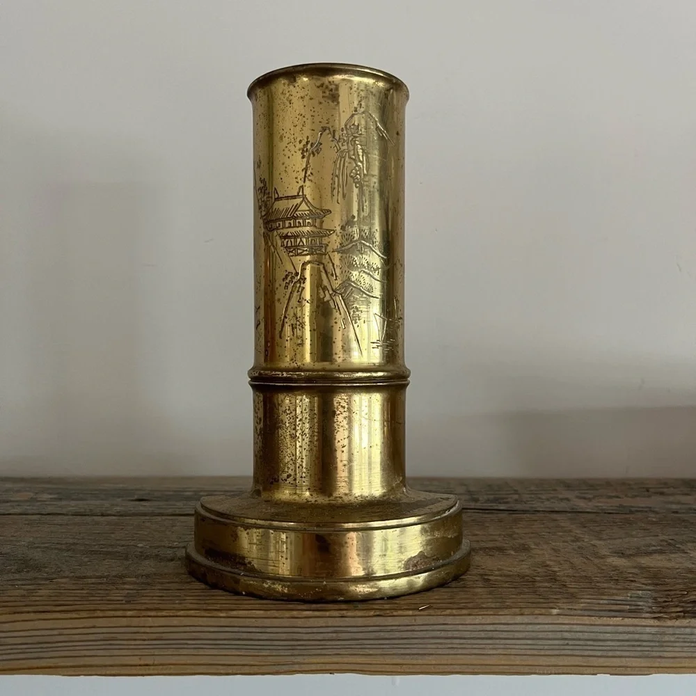 Brass etched wall pocket Vase